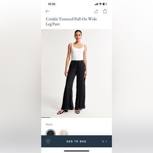 Abercrombie Crinkle Textured Pull-On Wide Leg Pant